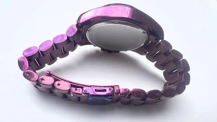 Relogio Mk Feminino Roxo Metálico  - Foto 4