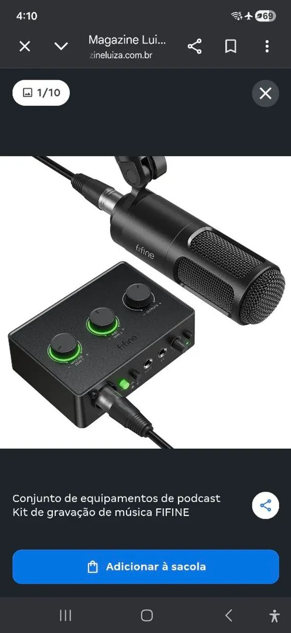 Microfone Fifine k669D e Interface Fifine SC1