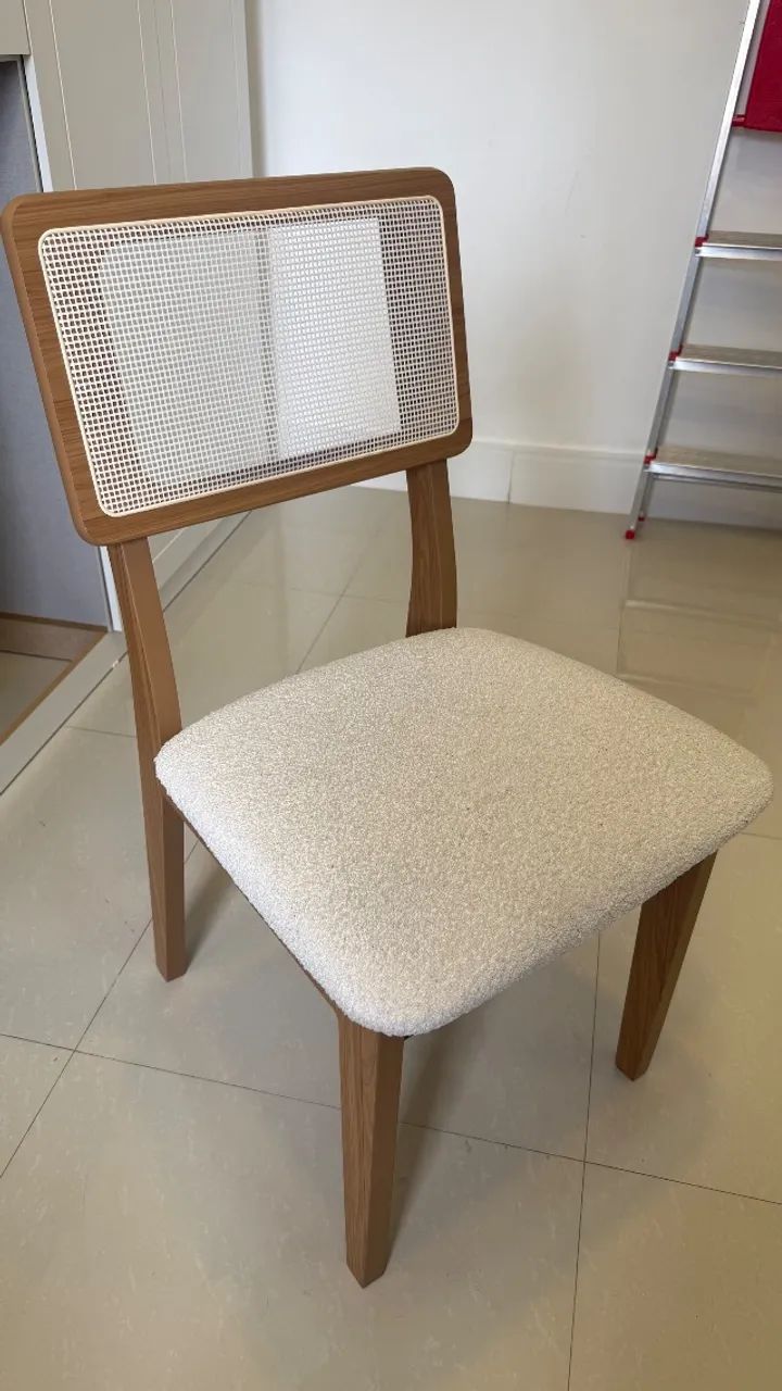 Conjunto Mesa de jantar + 2 Cadeiras Tecido Bouclé - Foto 2