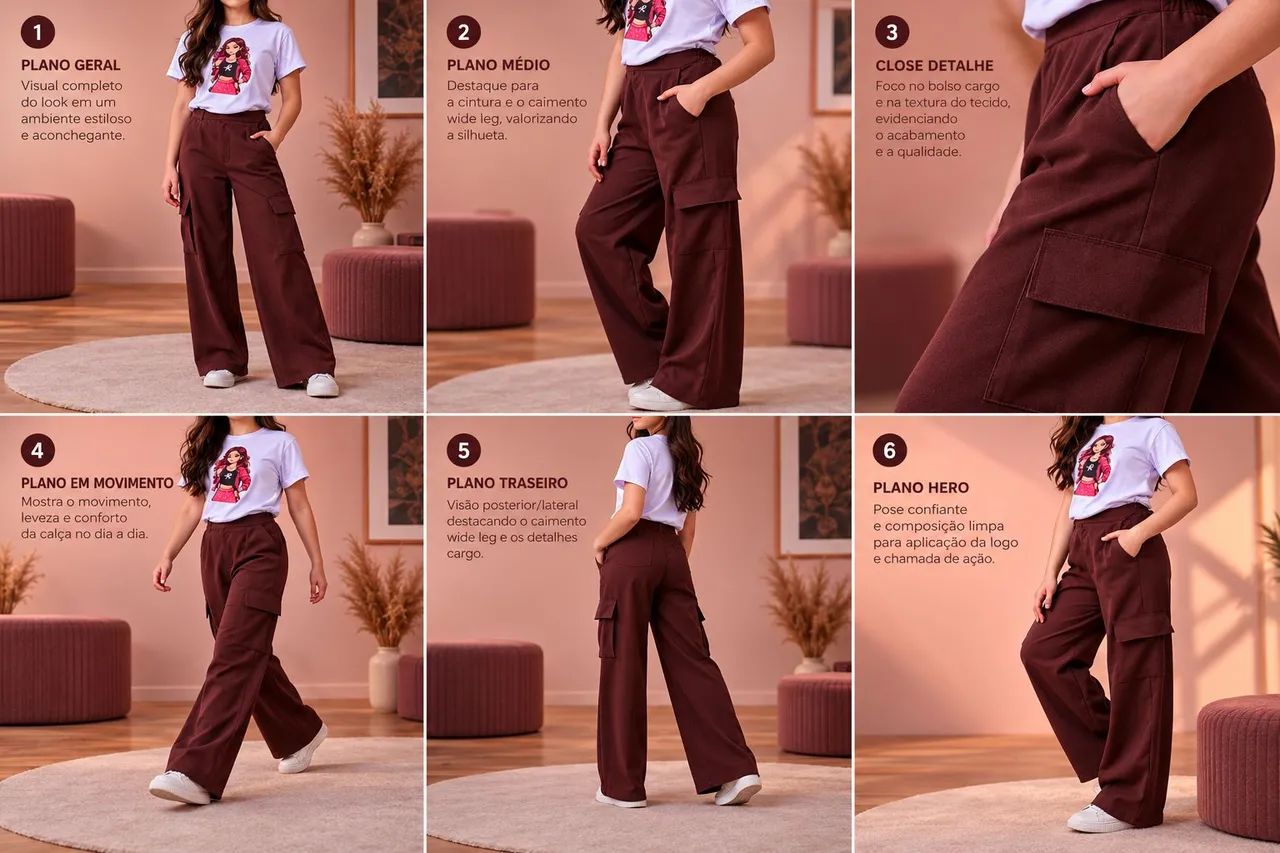 Calça Wide Leg Cargo Juvenil - Foto 2