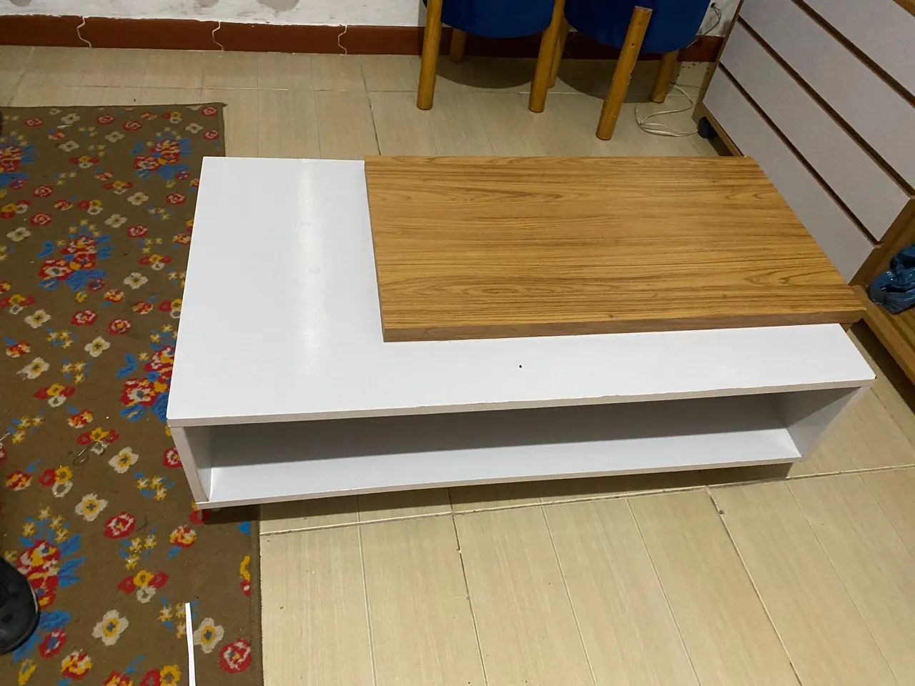 Mesa de Centro Moderna / Retrô (Branca com Tampo Amadeirado) - Foto 5