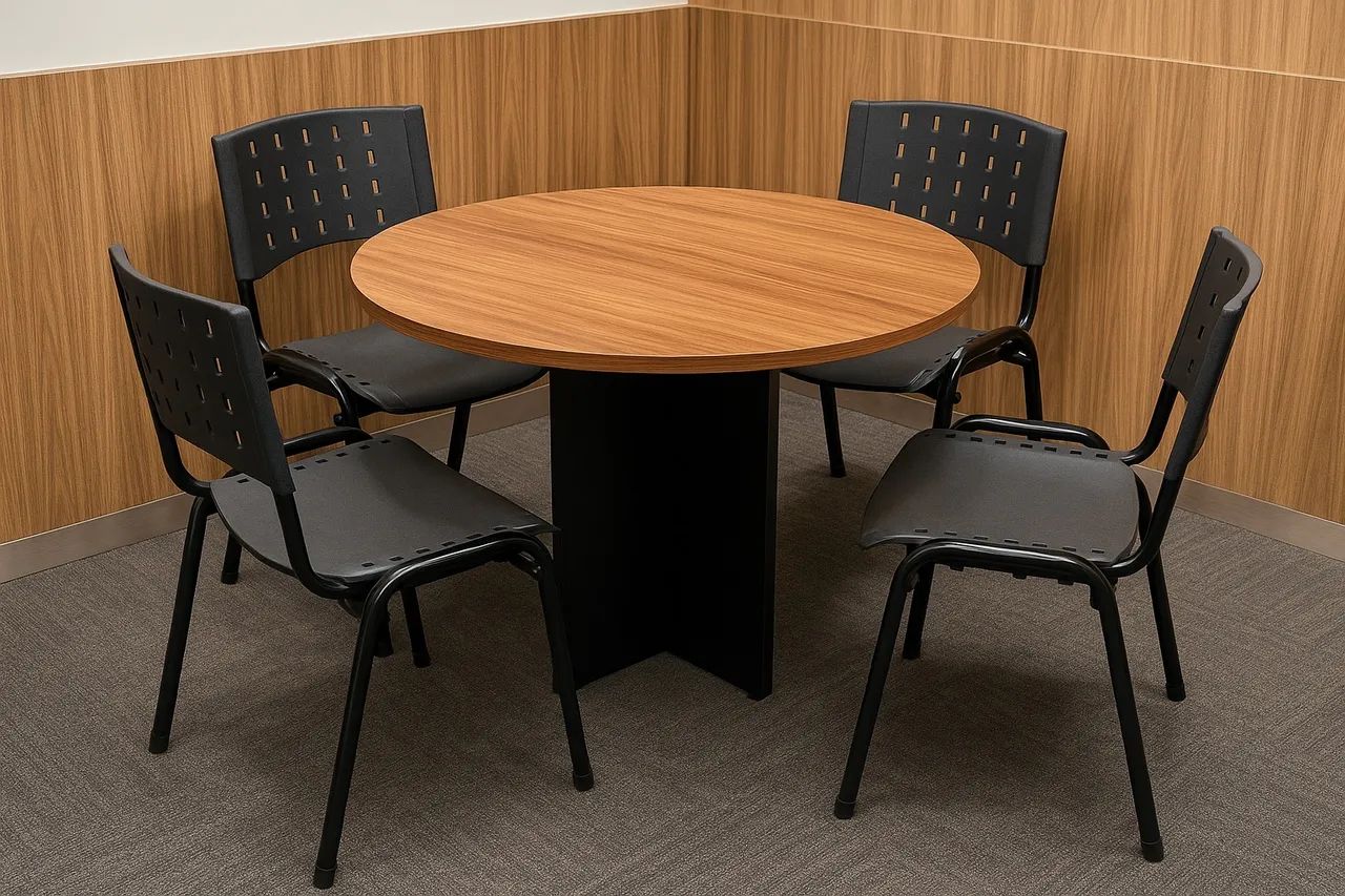 MESA DE REUNIAO REDONDA COM CADEIRAS  LOJA IKONOFFICE 