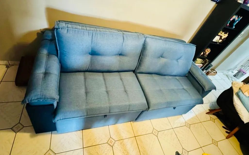 Blue Linen Reclining Sofa - 2.40m | Brand New65115871574401121