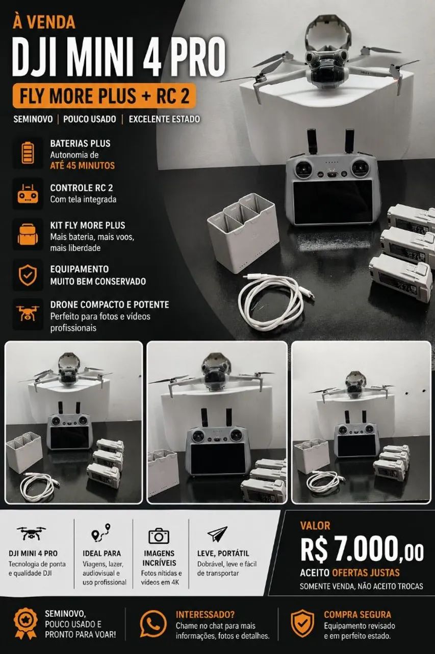 Vende se Drone DJI Mini 4 pro Fly more combo plus 