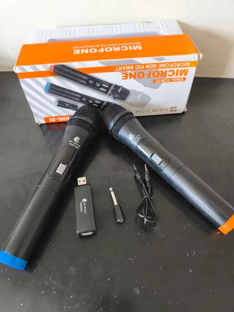 Kit microfone duplo sem fio 