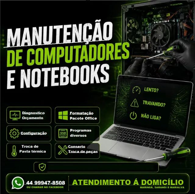 Formatação e manutenção de computadores e notebook