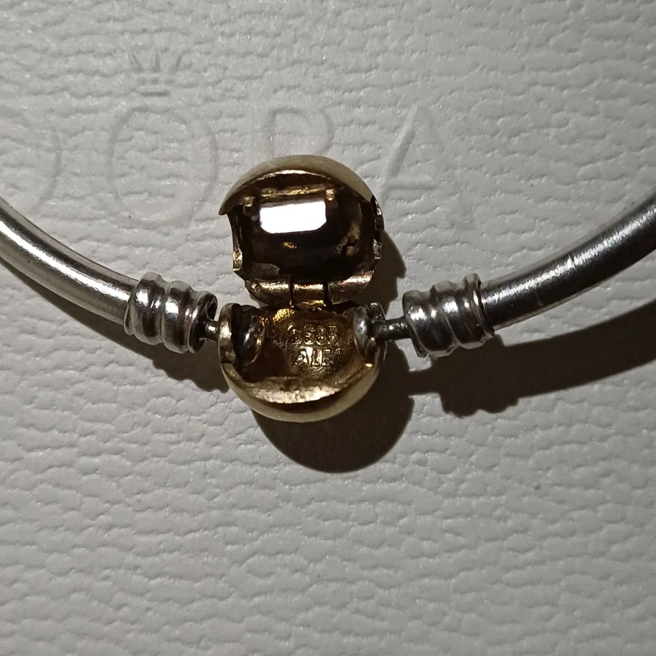 Pulseira pandora prata 925 e fecho ouro maciço 14k - Foto 3