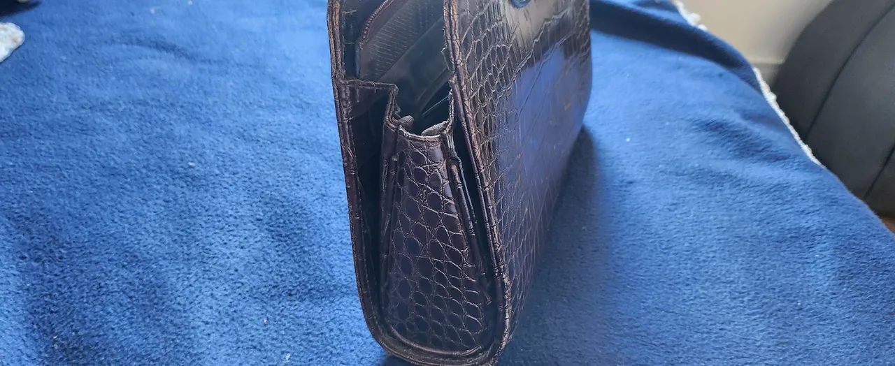 bolsa de mão couro de jacaré marrom - Foto 4