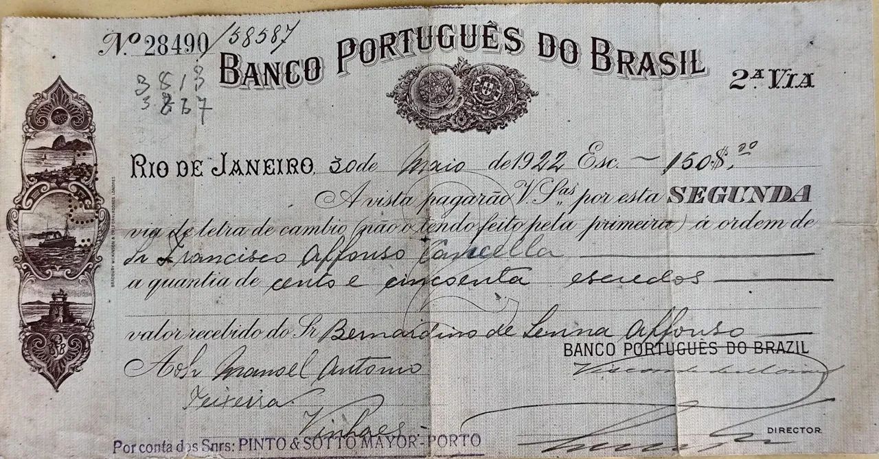 Documento do Banco Português do Brasil,  1922 - Foto 5