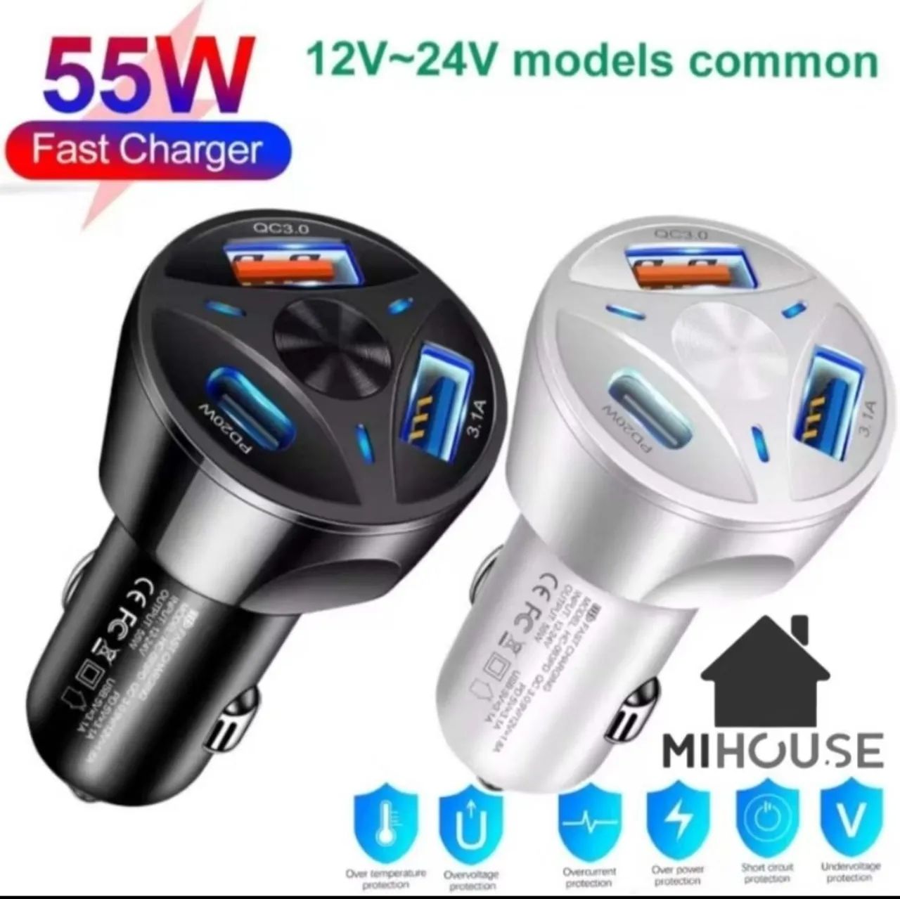 CARREGADOR VEICULAR TURBO UNIVERSAL - 3 PORTAS USB - Foto 4