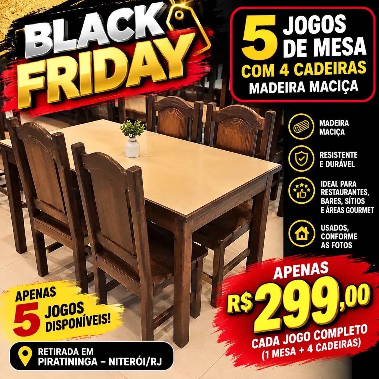 Mesa com 4 cadeiras 