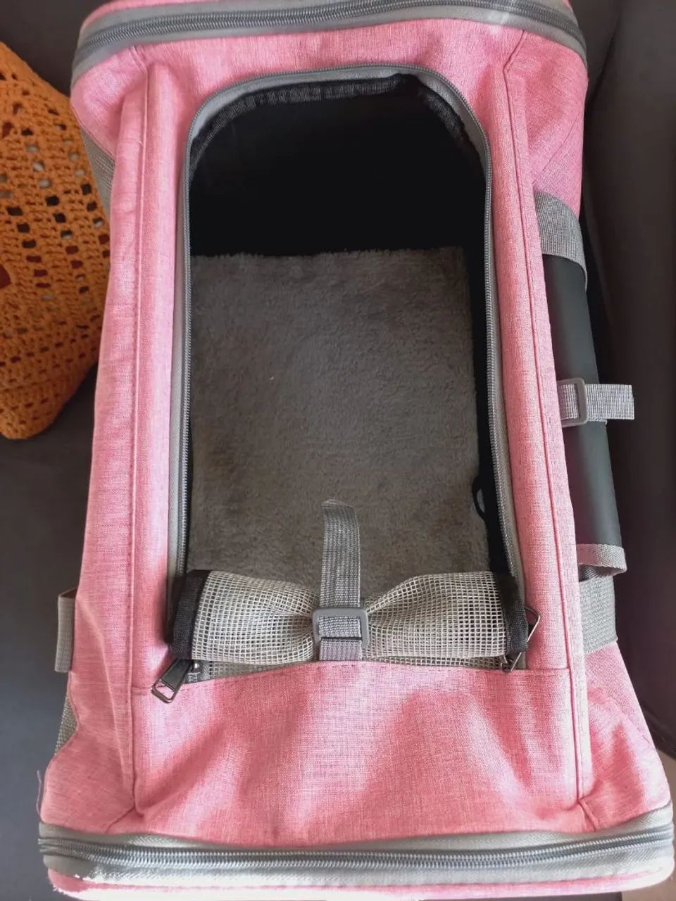 Bolsa de transporte pets cães gatos respirável com rodinhas e alça - Foto 4