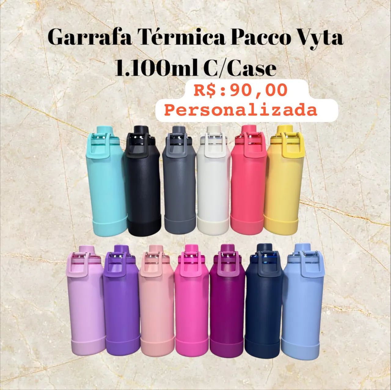 GARRAFA TÉRMICA 1,100 ml COM/CASE E PESONALIZADA