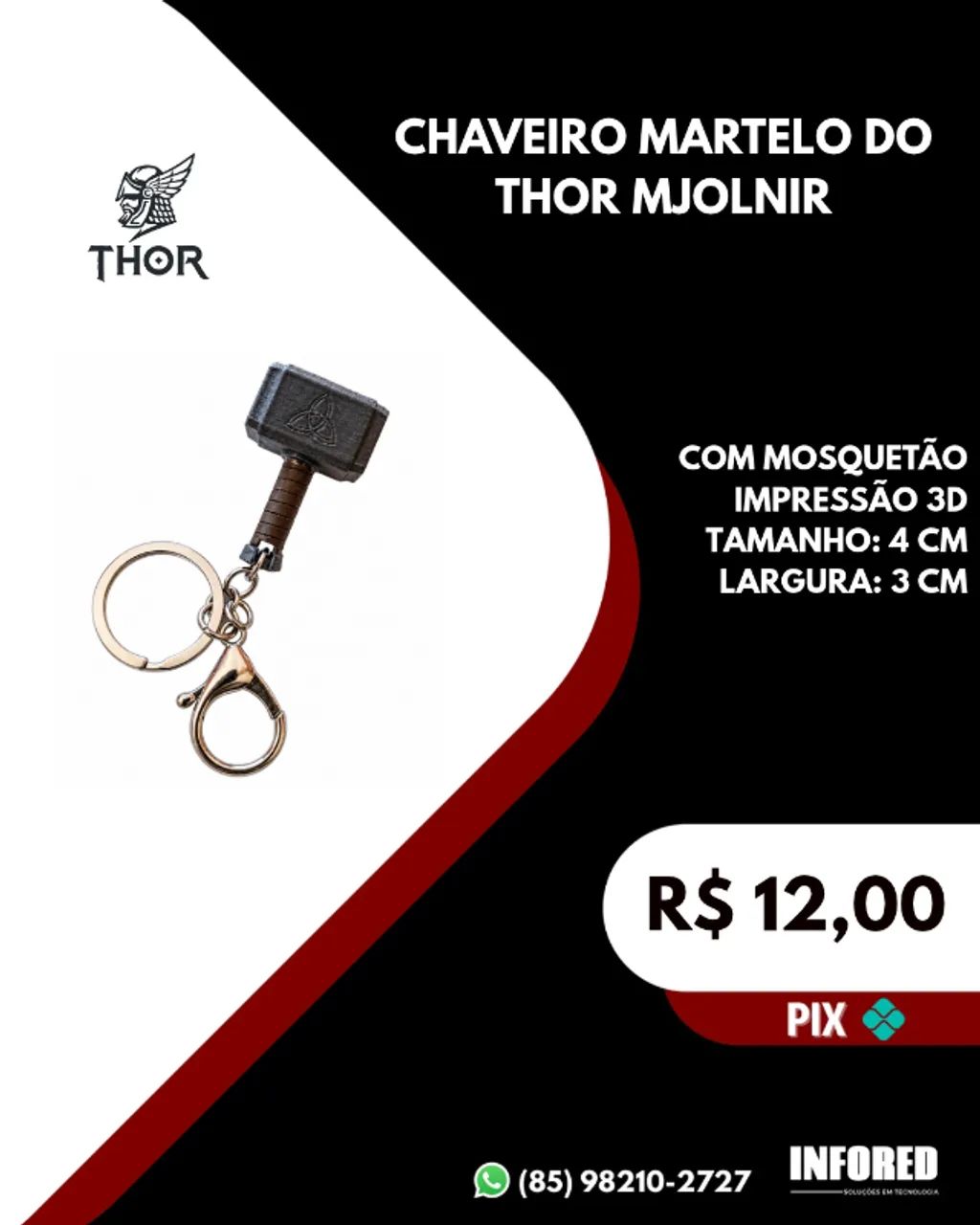 Chaveiros Geek Impressão 3D com Mosquetão - Foto 3