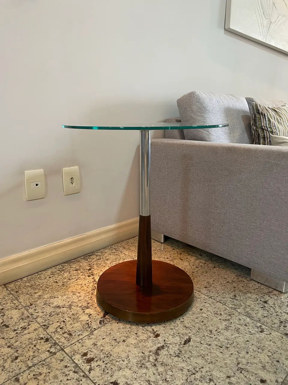 Mesa Lateral - Madeira & Vidro