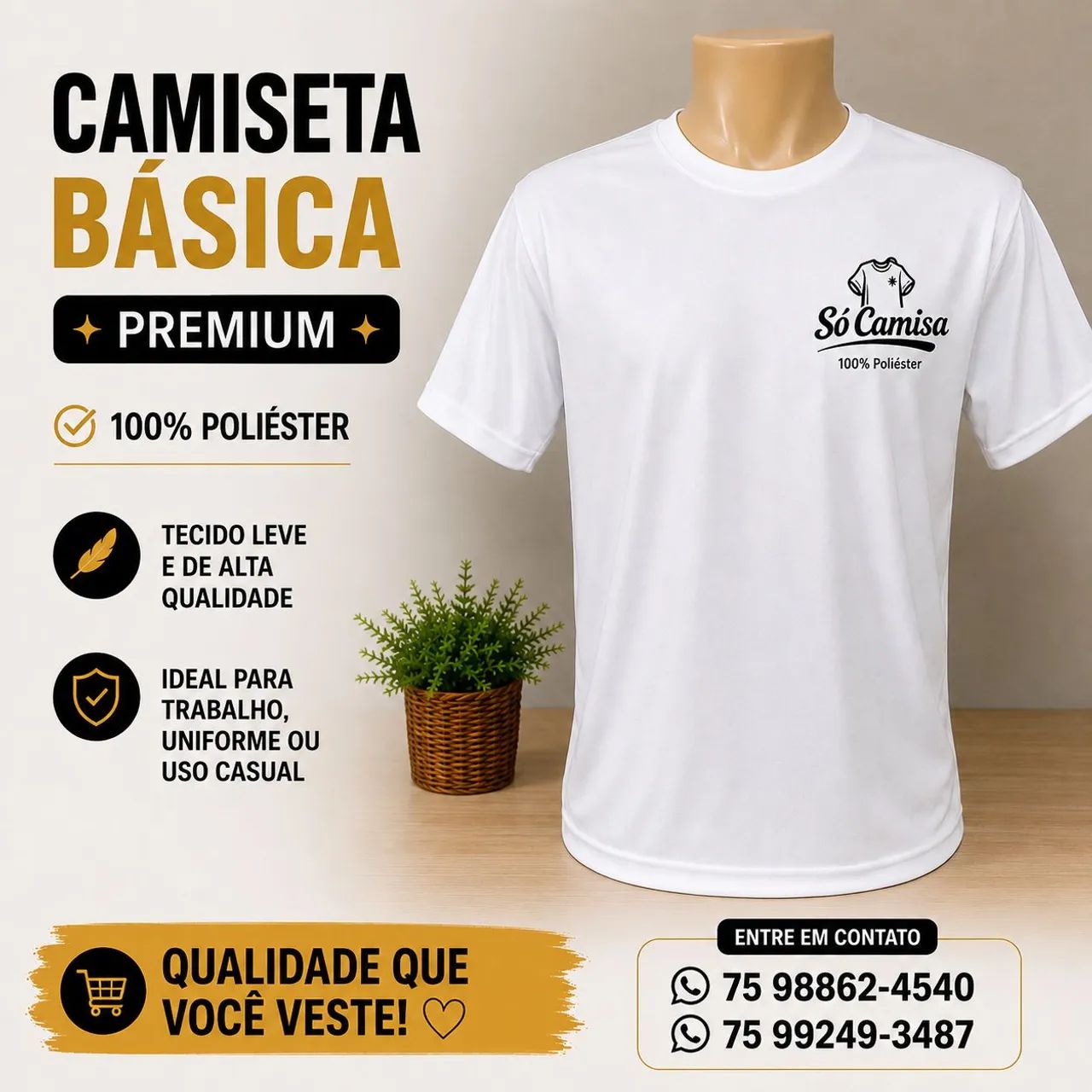 Camisa Básica 100% poliéster 
