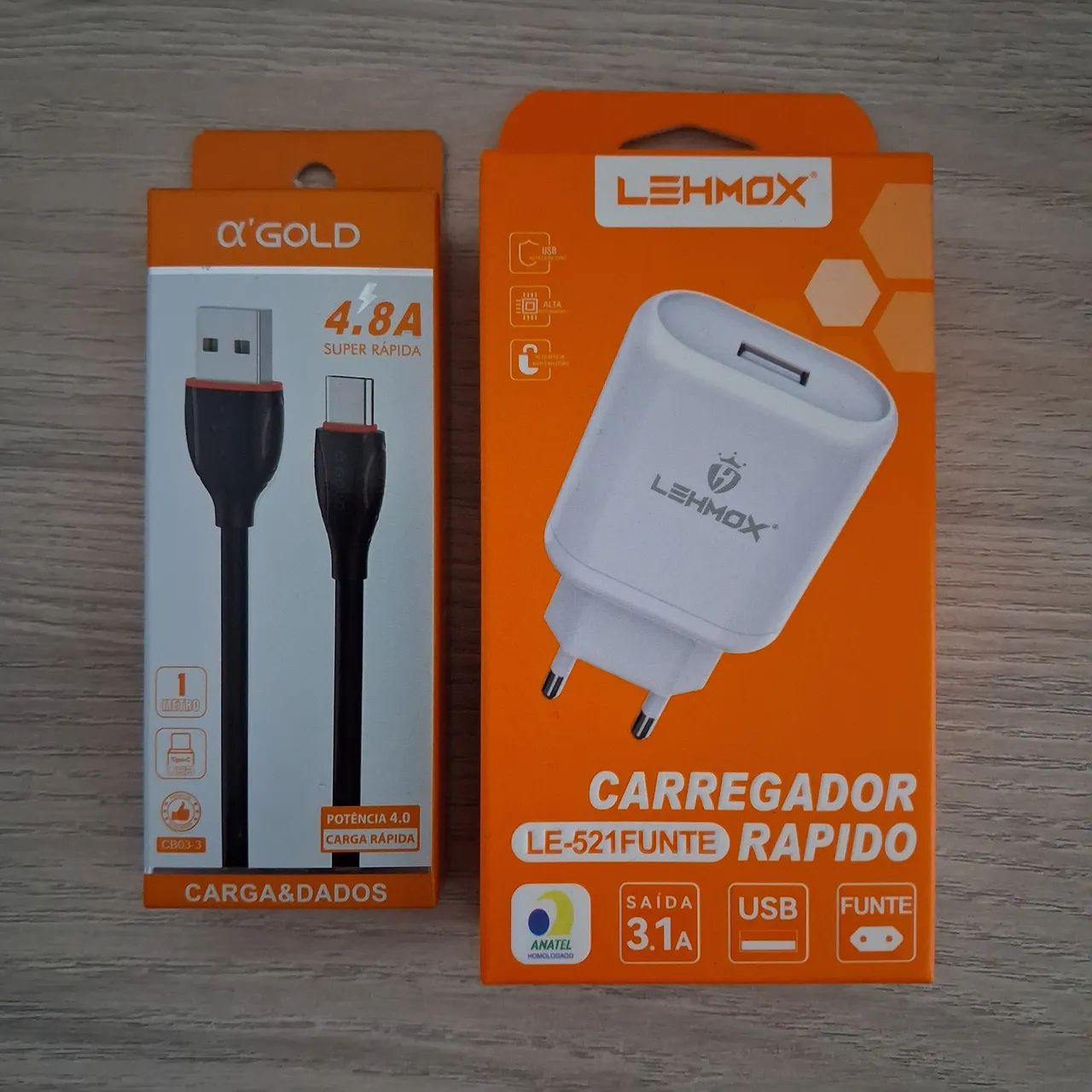 Kit - Cabo USB-C com 1 metro e comprimento + Fonte - Novo