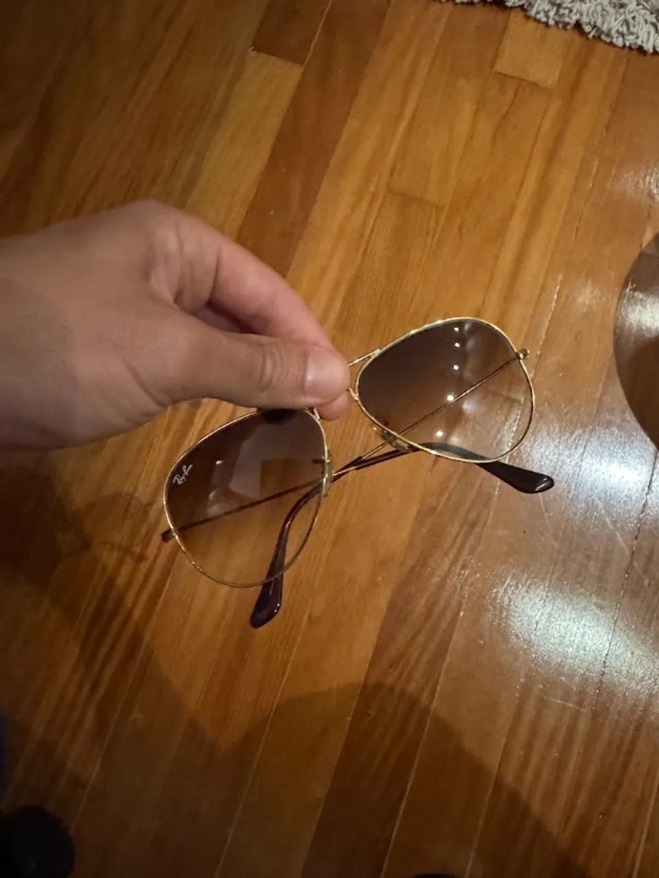Ray-Ban Aviador Dourado e Marrom Original