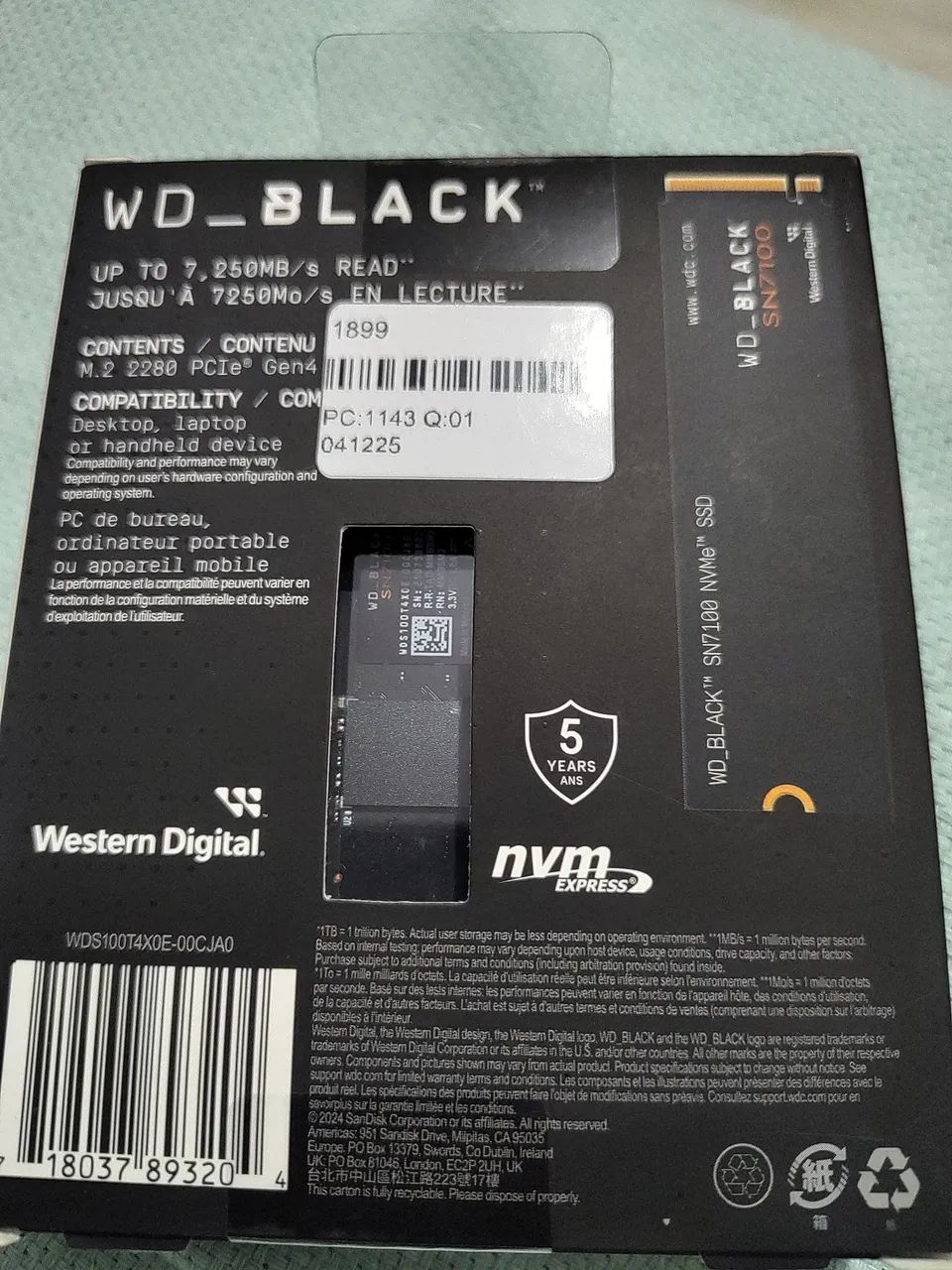 Nvme 1 tb 7250 de leitura wd_black - Foto 2