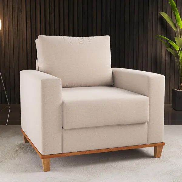 Poltrona Runa Living - Linho Inox l76 - Foto 2
