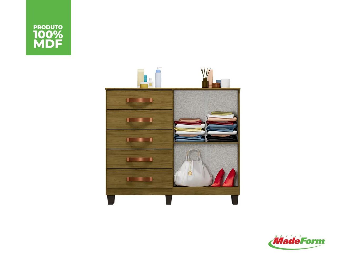CÔMODA IPE 5 GAVETAS COM SAPATEIRA MDF - Foto 2
