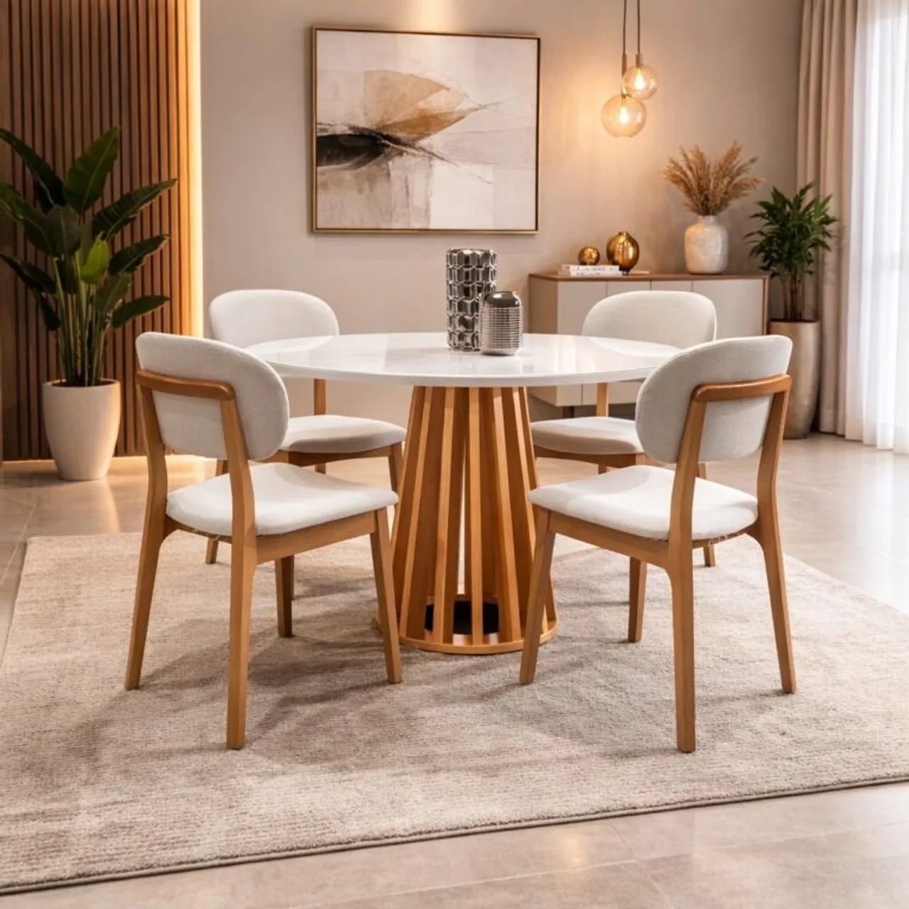 Mesa de Jantar com 4 Cadeiras Gelius  Linho tt432