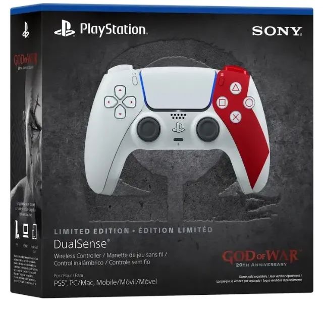 Controle Ps5 Sony Dualsense Edição Limitada God Of War Branco