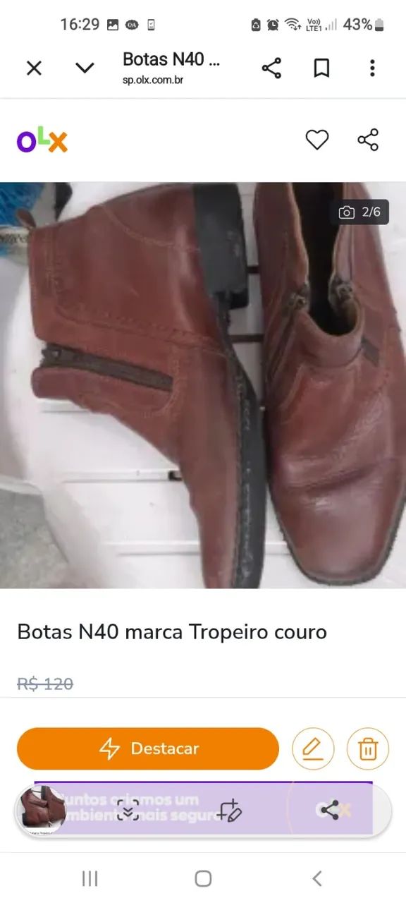 Botas N40  marca Tropeiro couro  - Foto 4