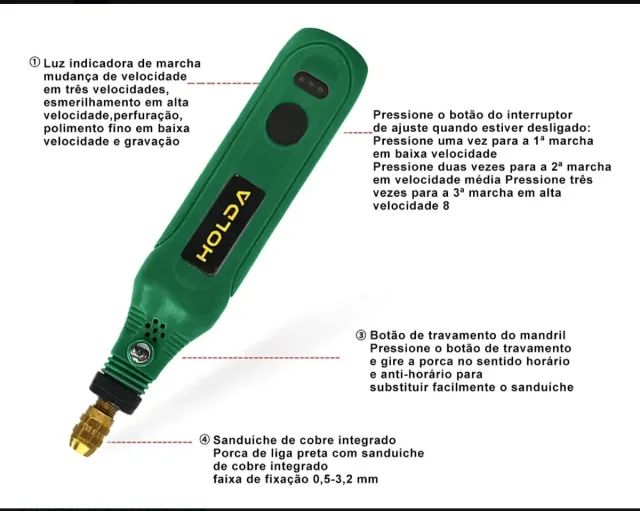 Mini retifica elétrica recarregável 