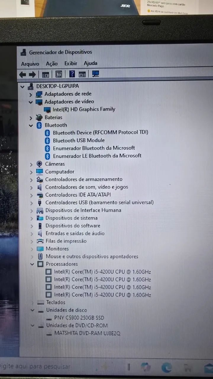 Notebook Acer Aspire E1 15" Core i5, 8Gb RAM, SSD256Gb, Bluetooth, Wi-fi. - Foto 5