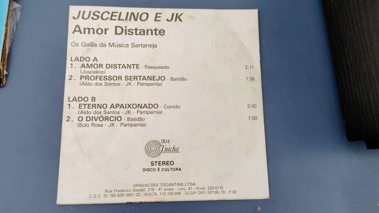 Disco vinil Compacto Juscelino e JK  Amor distante de 1983 - Foto 2