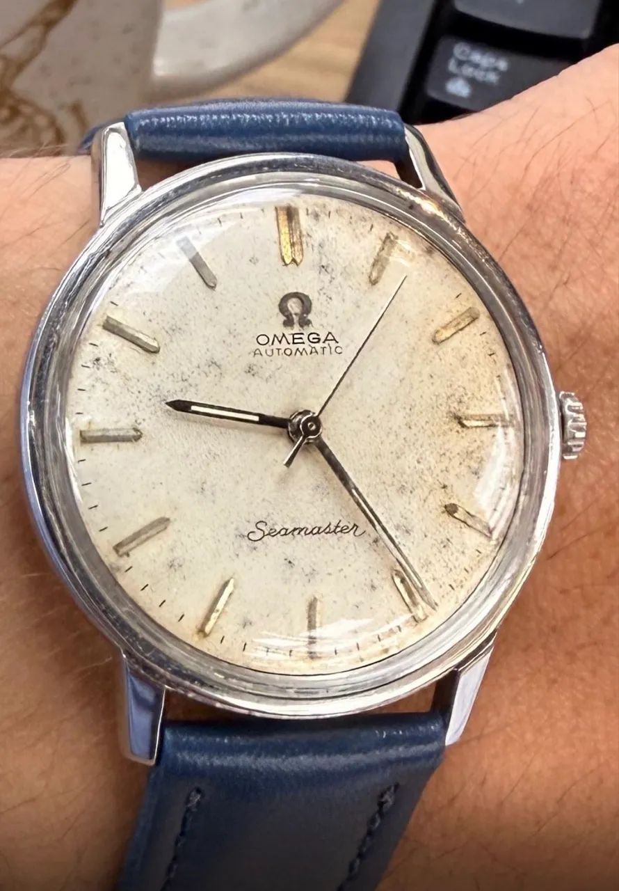 Omega Seamaster automatic no date 1961 pulseira de couro azul 