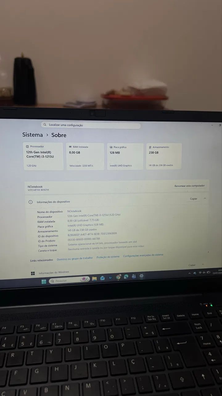 Notebook VAIO Intel Core i3 12ª Geração, 8GB RAM, 256GB SSD, Windows 11
