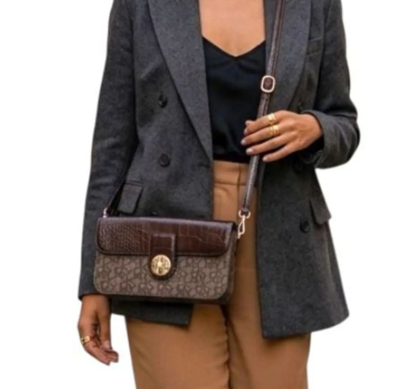 Bolsa dkny tiracolo marrom