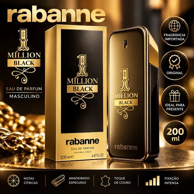 Perfume ONE MILLION BLACK MASC EDP 200ML - Foto 2