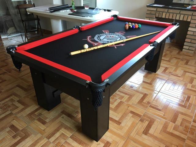 Mesa Charme de Sinuca | Mesa Preta | Tecido Preto | Corinthians