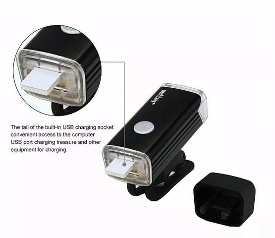 Bike Lanterna Farol Dianteiro Recarregável Usb 180 Lumens Pedal Noturno Bicicleta Forte - Foto 3