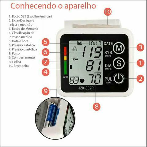 Medidor De Pressão Arterial Digital Monitor Cardíaco Lcd