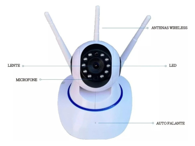 Câmera Ip Wireless Sem Fio Wi-Fi Full Hd 3 Antenas Sensor Noturna Luatek Nova Na Caixa - Foto 3