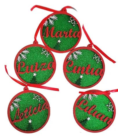 Bola de Natal - Pinhas Nome Família Personalizado