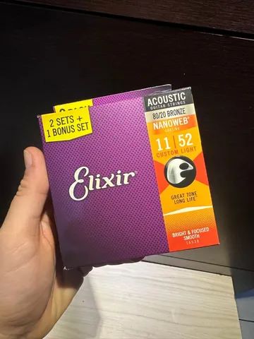 Pack elixir violão 011 com 3 encordoamentos 100% originais 