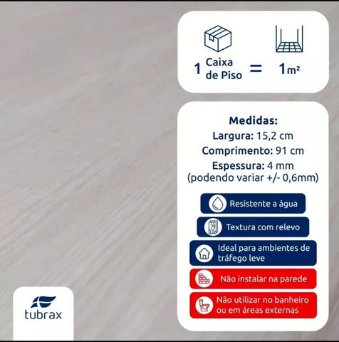 Piso vinílico clicado amadeirado Off white - Foto 3