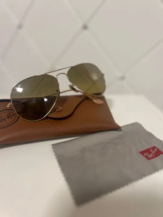 Ray-Ban Aviator Gradient Dourado 58 Original C/ Estojo - R$349 - Foto 4