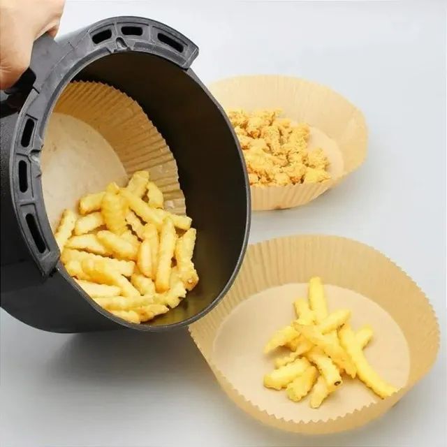 1 Kit 50 Unidades Papel Antiaderente Descartável P/ Airfryer