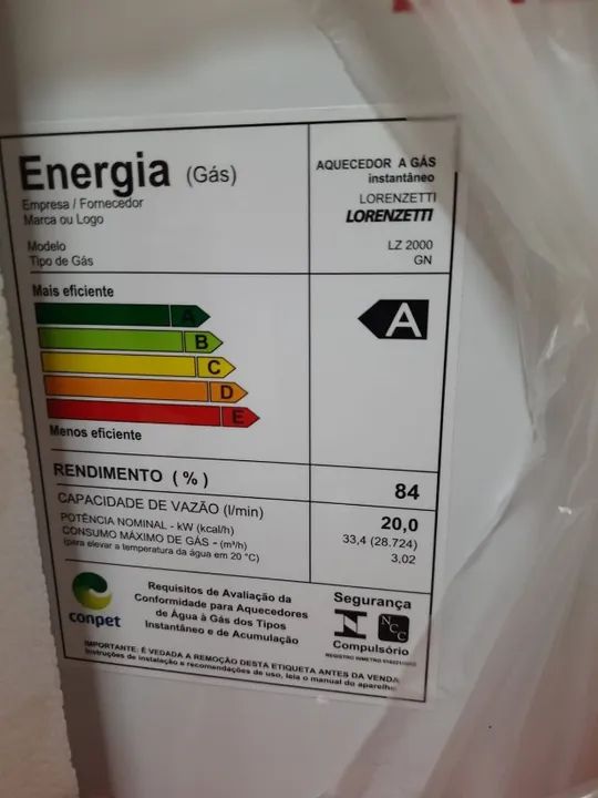 Aquecedor a Gás Natural (GN) Exaustão Natural LZ-2000 Lorenzetti - Foto 3