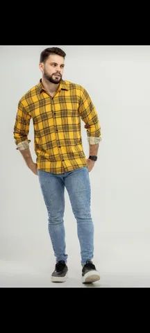 Camisa masculina em xadrez manga longa 