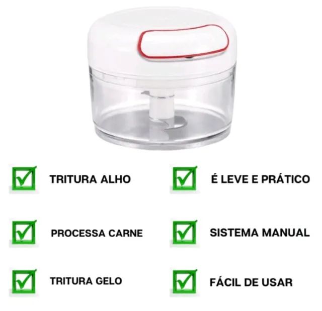 Mini Processador Triturador de Alimentos 2 Lâminas em Aço Inox