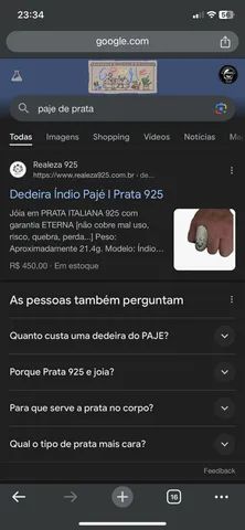 Pajé de prata pura 925