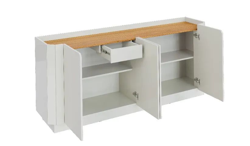 BUFFET 100% MDF COM 4 PORTAS + GAVETA INTERNA + PÉS EM MADEIRA - Foto 3