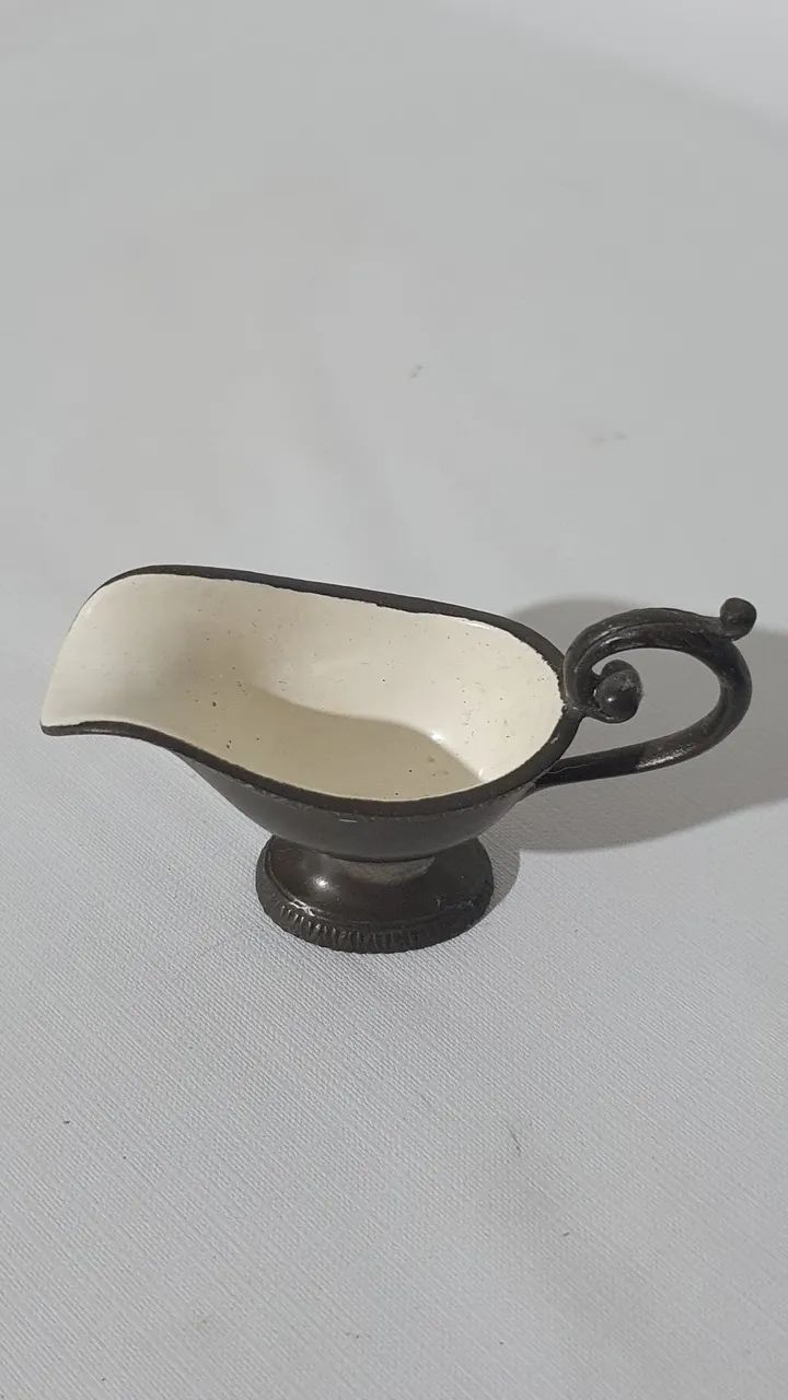 Molheira de metal com interior esmaltado antigo - Foto 3